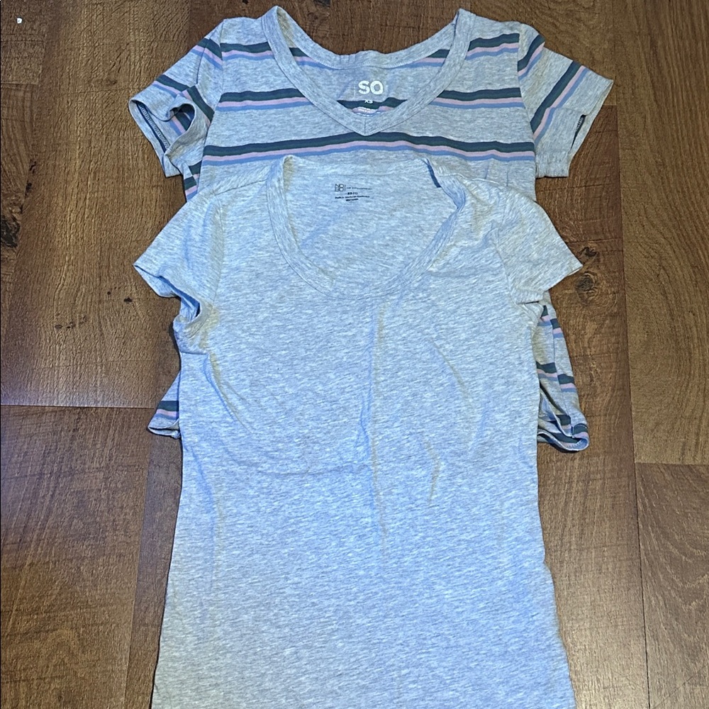 Gray and Striped V-Neck T-Shirts